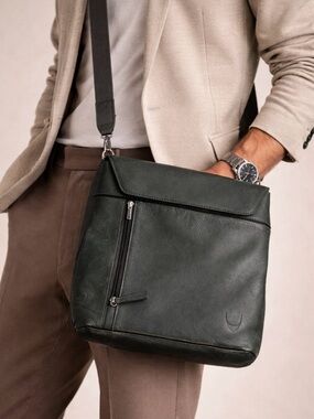 Hidesign Forest Green Leather Messenger Bag
